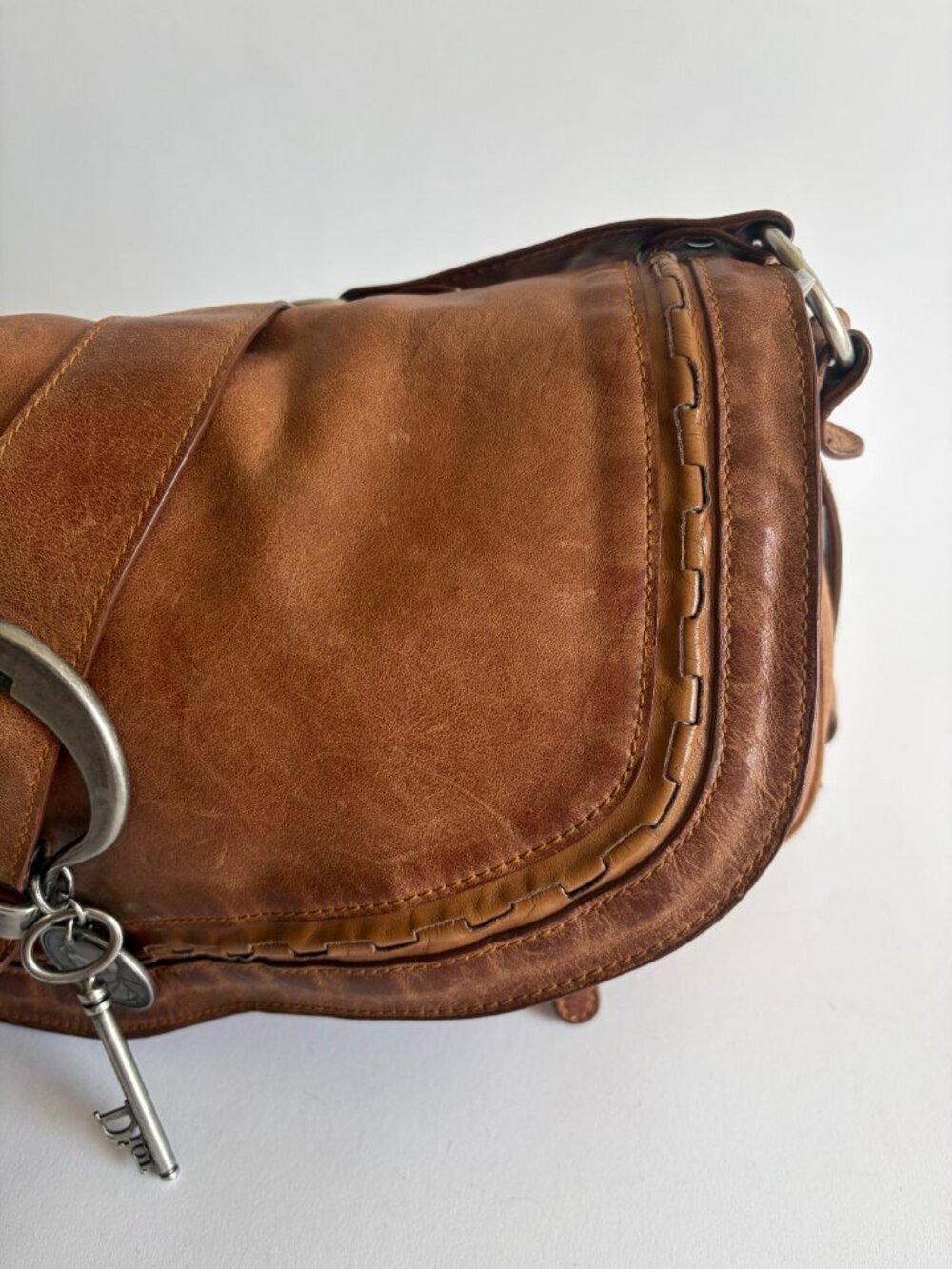 VINTAGE CHRISTIAN DIOR GAUCHO BROWN SADDLE BAG - Picture 5 of 16